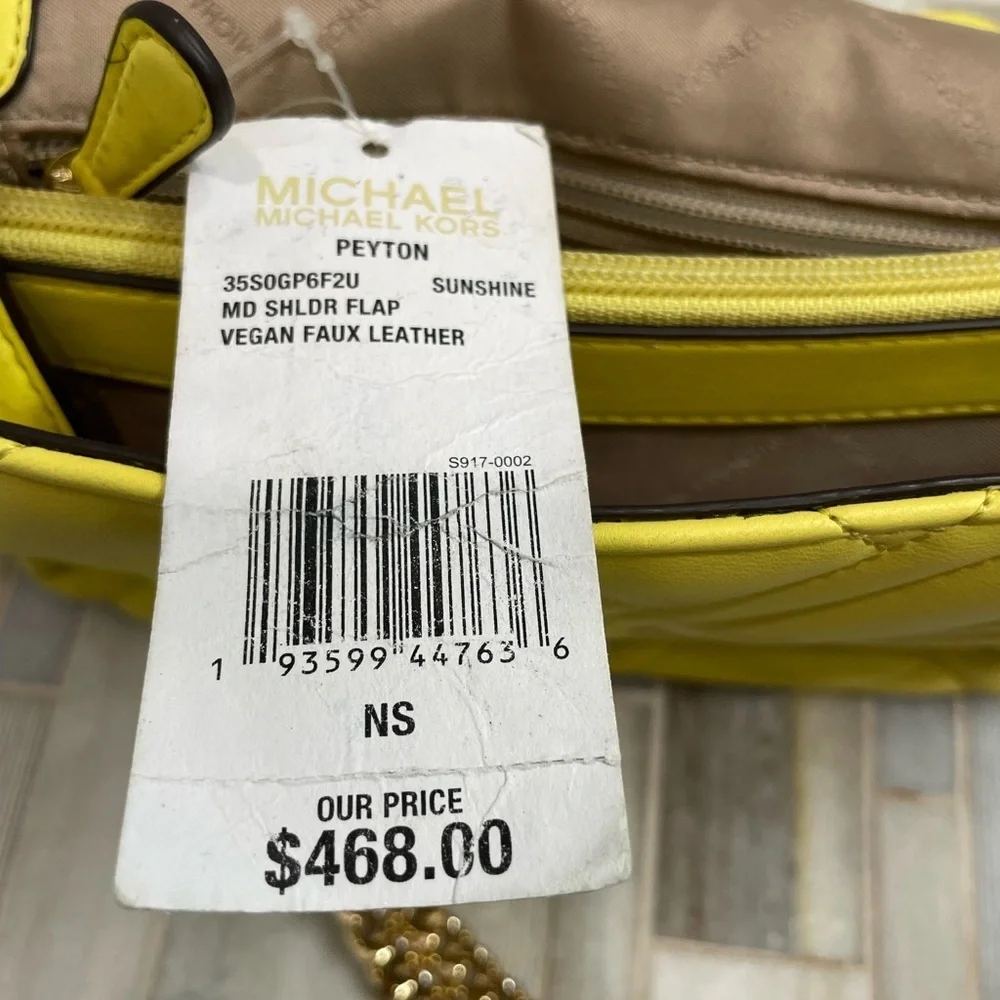 Michael Kors 35SOGP6F2U Peyton Medium Shoulder Flap Vegan Faux Sunshine - Picture 4 of 16